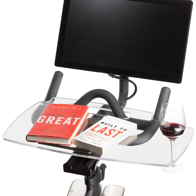 The SipnRide | Compatible with Peloton Bike (Original), Made in USA - Desk Tray Holder for Laptop, Tablet, Phone, Book, & Wine Glass - Exercise Workstation