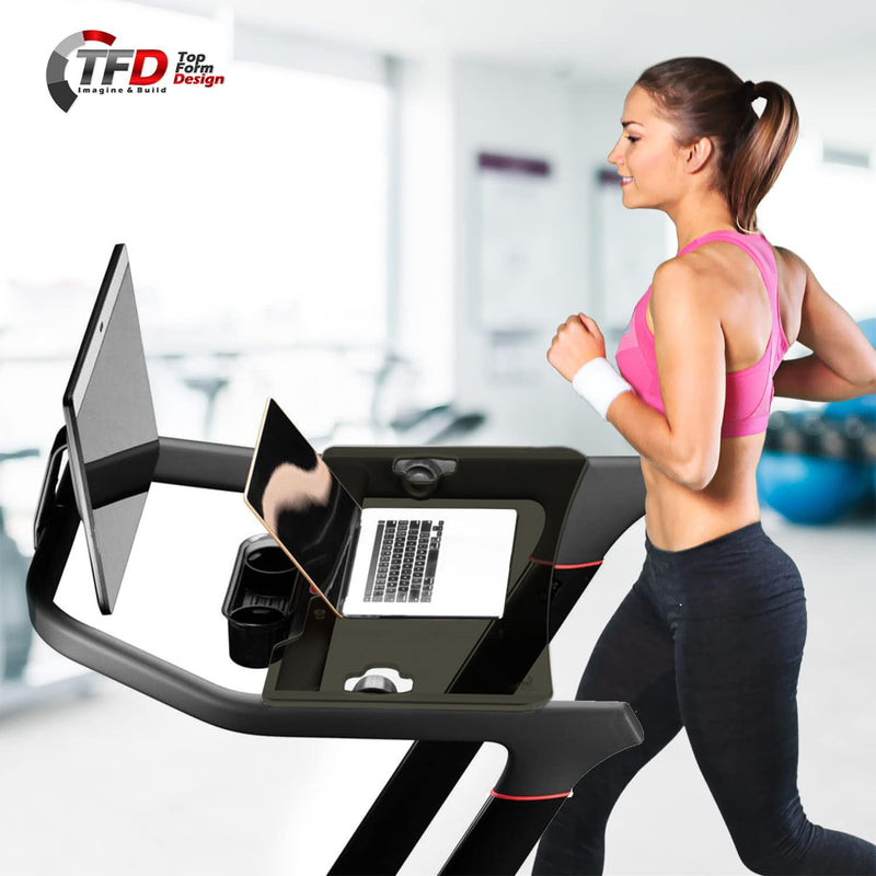 TFD The Tread Tray 2.0 (Black) | Compatible with NEW Peloton Tread, Made in USA | Walking Desk Attachment Holder for Laptop, Tablet, Phone, & Book - Exercise Workstation, Easy Mount Tray - Peloton Accessories