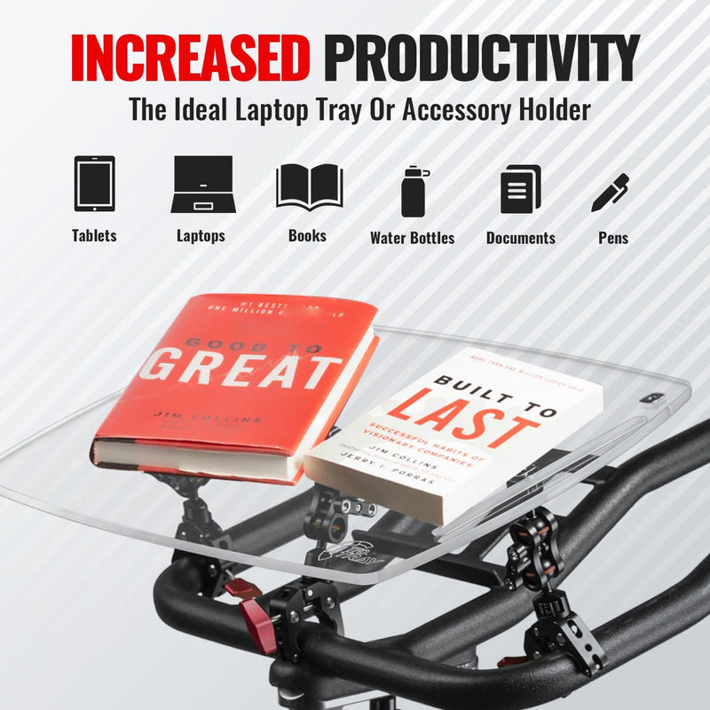 TFD Tray Universal (Clear) -  Turn any Exercise bike into a work station