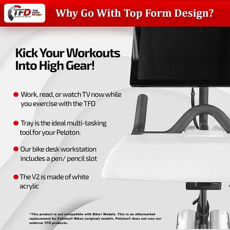 TFD The Tray V2 (White), Compatible with Peloton Bikes (Original Models)