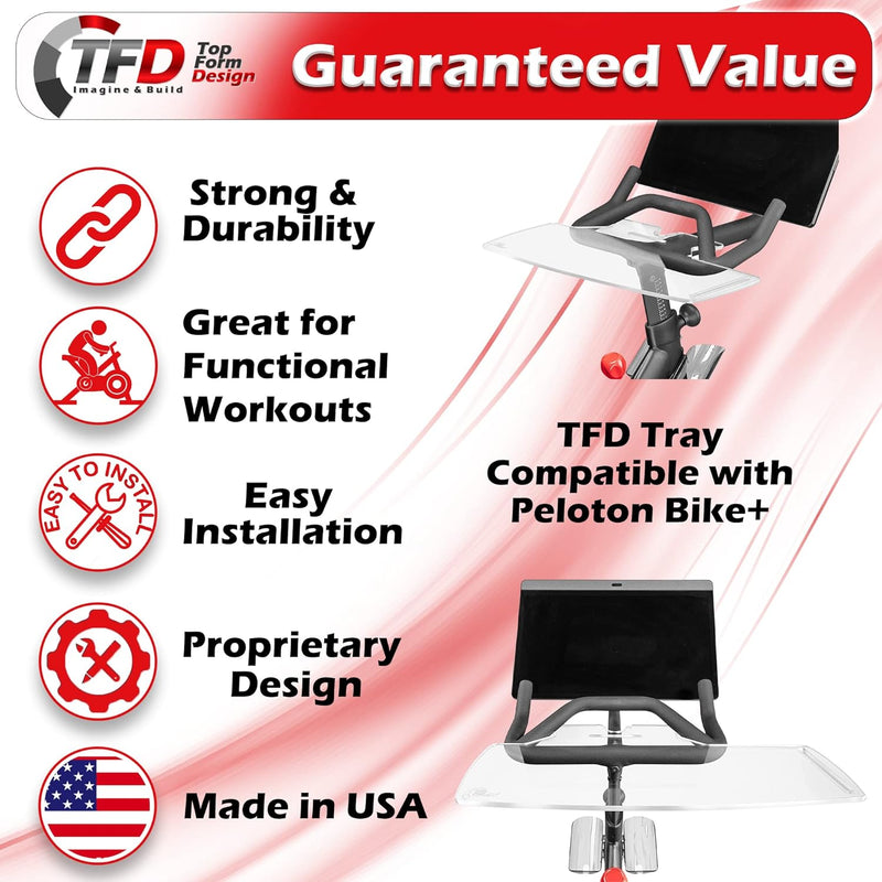 TFD The Tray Sidewinder+ (Clear) | Compatible with Peloton Bike+ (Plus Models)
